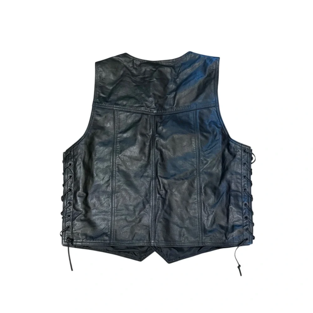 Black Leather Motorcycle Vest